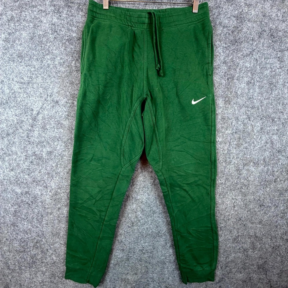 Nike Sweatpants Mens Medium Green‎ Fleece Lined Swoosh Cotton Drawstring Joggers